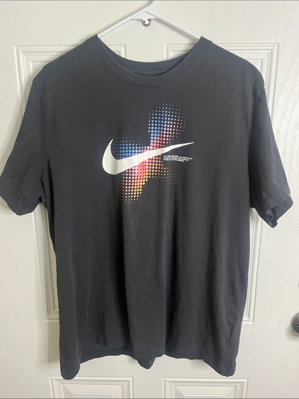 Nike Black Short-Sleeve Tee with Multicolor Dot Swoosh Unisex